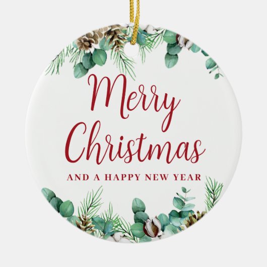 Vrolijk Kerst Groen Keramisch Ornament (Voorkant)