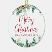 Vrolijk Kerst Groen Keramisch Ornament (Links)