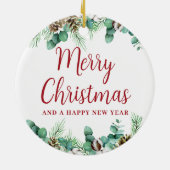 Vrolijk Kerst Groen Keramisch Ornament (Achterkant)