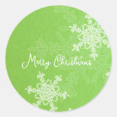 Vrolijk Kerst Groen Wit Sneeuwvlok Minimalist Ronde Sticker (Voorkant)