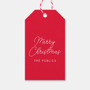 Vrolijk Kerst Handgeschreven Script Aangepaste Sja Cadeaulabel