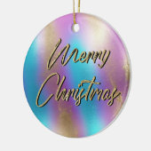 Vrolijk Kerst Iriserende Regenboog Glam Keramisch Ornament (Links)