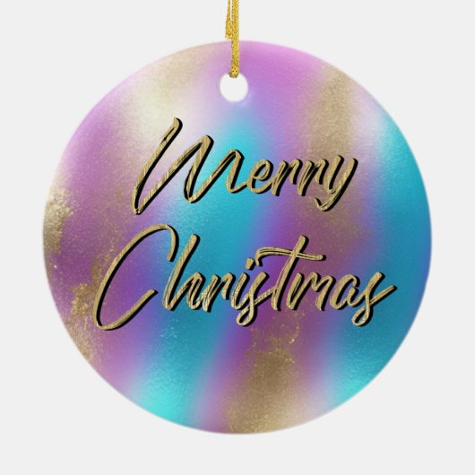 Vrolijk Kerst Iriserende Regenboog Glam Keramisch Ornament (Achterkant)