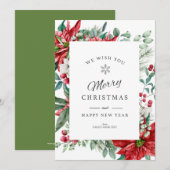 Vrolijk Kerst Kaart Kerst Poisettia lijst (Voorkant / Achterkant)