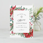 Vrolijk Kerst Kaart Kerst Poisettia lijst (Staand voorkant)