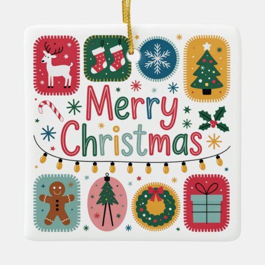 Vrolijk Kerst Keramisch Ornament | feestdag (Voorkant)