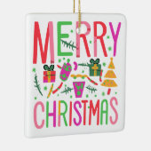 Vrolijk Kerst Keramisch Porselein Vierkant Ornamen Keramisch Ornament (Rechts)