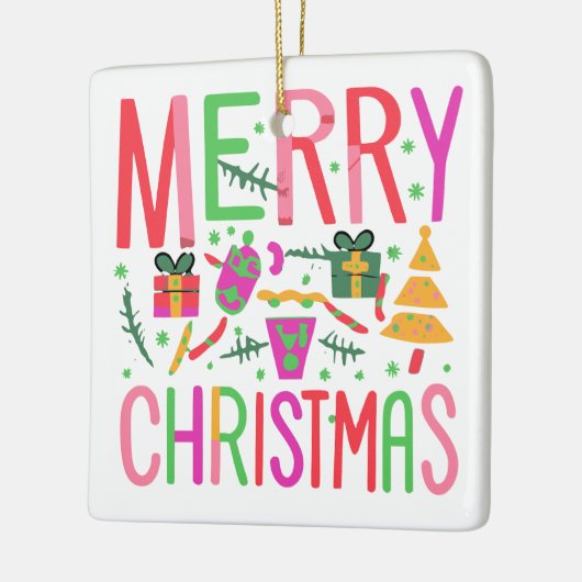 Vrolijk Kerst Keramisch Porselein Vierkant Ornamen Keramisch Ornament (Links)