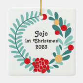 Vrolijk Kerst Keramisch Porselein Vierkant Ornamen Keramisch Ornament (Achterkant)