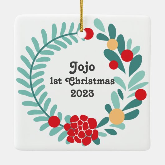 Vrolijk Kerst Keramisch Porselein Vierkant Ornamen Keramisch Ornament (Achterkant)