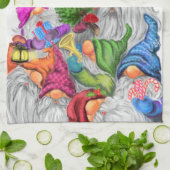 Vrolijk Kerst Keuken Handdoek Gnoom Party Grappig (Gevouwen)