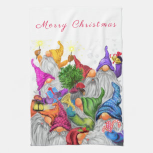 Vrolijk Kerst Keuken Handdoek Gnoom Party Grappig