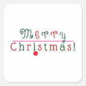 Vrolijk Kerst Kleurrijk Script & Opknoping Ornamen Vierkante Sticker (Voorkant)