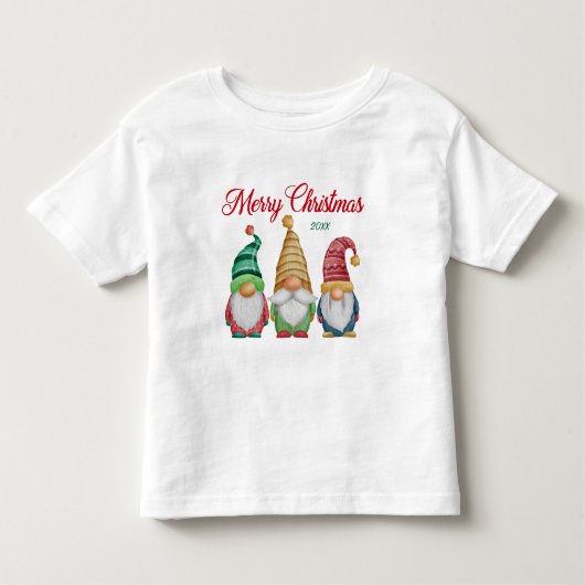 Vrolijk Kerst Kleurrijke Waterverf Vakantie Gnomen Kinder Shirts (Voorkant)