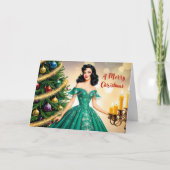 Vrolijk Kerst  Lady met Kaarsen Feestdagen Kaart (Voorkant)