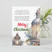 Vrolijk Kerst Lantaarn Gedicht Wenskaart Aankondiging (Staand voorkant)