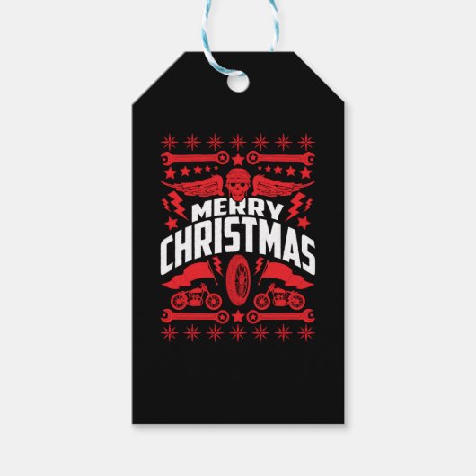 Vrolijk Kerst Lelijke Kerst Motorfiets Biker Cadeaulabel (Voorkant)