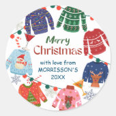 Vrolijk Kerst Lelijke trui party grappig Ronde Sticker (Voorkant)