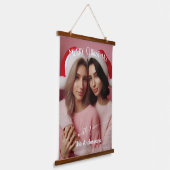 Vrolijk Kerst Lesbische Retro Roze | Aangepaste fo Hangend Wandkleed (Gebogen)