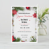 Vrolijk Kerst Minimalistisch Uitnodiging | Modern (Staand voorkant)