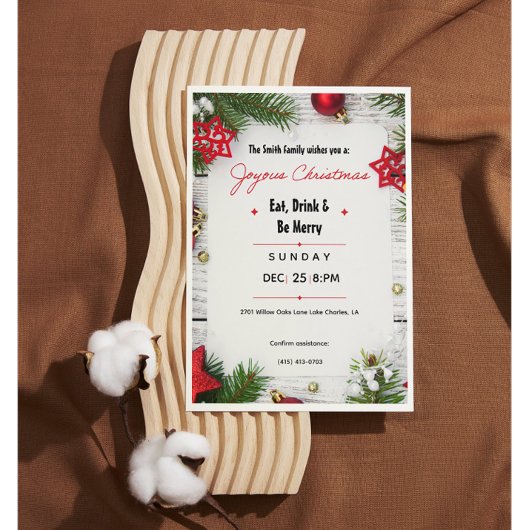 Vrolijk Kerst Minimalistisch Uitnodiging | Modern