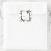 Vrolijk Kerst Navy Waterverf groen Monogram Vierkante Sticker (Tas)