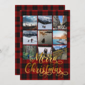 Vrolijk Kerst Negen Foto Collage Wenskaart (Voorkant / Achterkant)