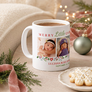 Vrolijk Kerst Nieuwgeboren Baby Meisje Foto Koffiemok