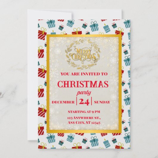 Vrolijk Kerst & Nieuwjaar cadeau achtergrond patro Kaart (Voorkant)