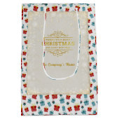 Vrolijk Kerst & Nieuwjaar cadeau achtergrond patro Medium Cadeauzakje (Achterkant)