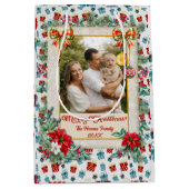 Vrolijk Kerst & Nieuwjaar cadeau achtergrond patro Medium Cadeauzakje (Voorkant)