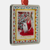 Vrolijk Kerst & Nieuwjaar cadeau achtergrond patro Metalen Ornament (Rechts)