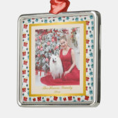 Vrolijk Kerst & Nieuwjaar cadeau achtergrond patro Metalen Ornament (Links)