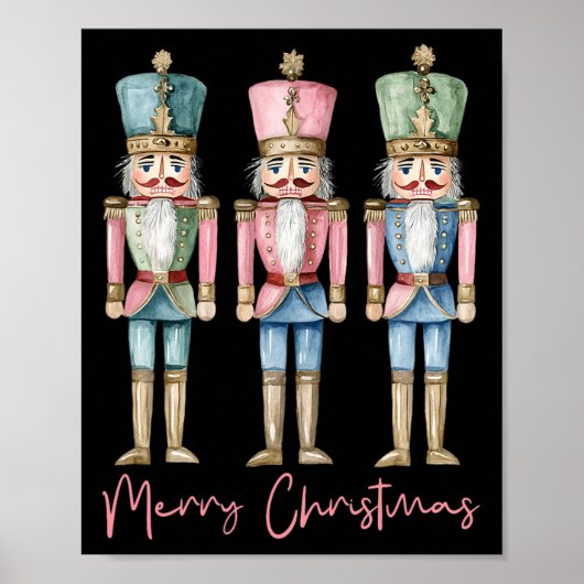 Vrolijk Kerst Notenkraker Ballet Feestelijke Xmas  Poster (Voorkant)