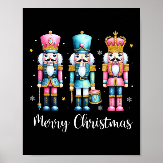 Vrolijk Kerst Notenkraker Ballet Feestelijke Xmas  Poster (Voorkant)