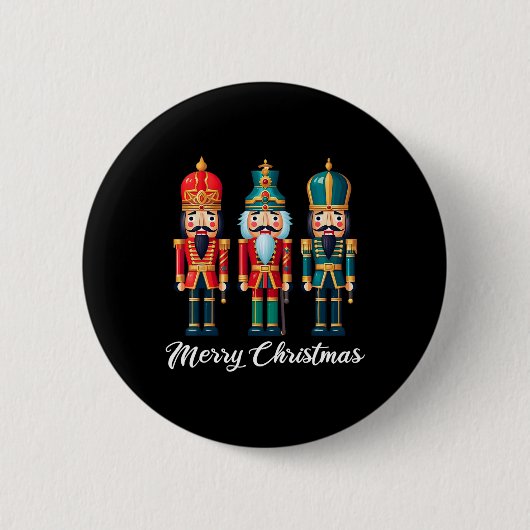 Vrolijk Kerst Notenkraker Ballet Feestelijke Xmas  Ronde Button 5,7 Cm (Voorkant)