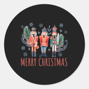 Vrolijk Kerst Notenkraker Ballet Feestelijke Xmas Ronde Sticker