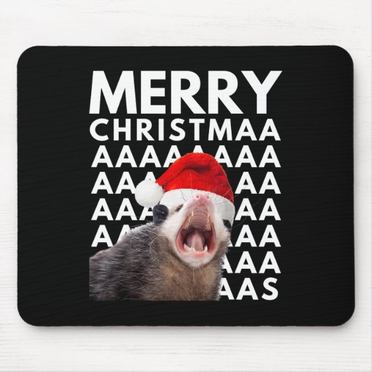 Vrolijk Kerst Opossum Schreeuwen Leuke Mannen Vrou Muismat (Voorkant)