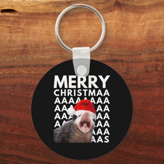 Vrolijk Kerst Opossum Schreeuwen Leuke Mannen Vrou Sleutelhanger (Voorkant)