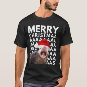 Vrolijk Kerst Opossum Schreeuwen Leuke Mannen Vrou T-shirt