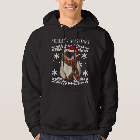 Vrolijk Kerst Ornament Himalaya Kat Xmas Santa Hoodie (Voorkant)