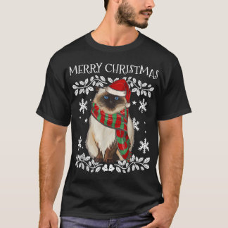 Vrolijk Kerst Ornament Himalaya Kat Xmas Santa T-shirt