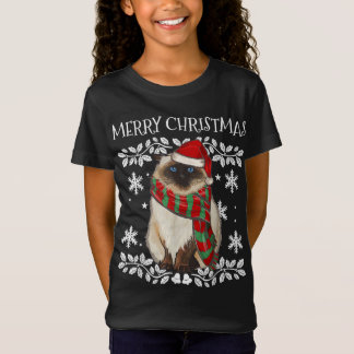 Vrolijk Kerst Ornament Himalaya Kat Xmas Santa T-shirt