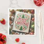 Vrolijk Kerst Ornamenten achtergrond Servet (Insitu)