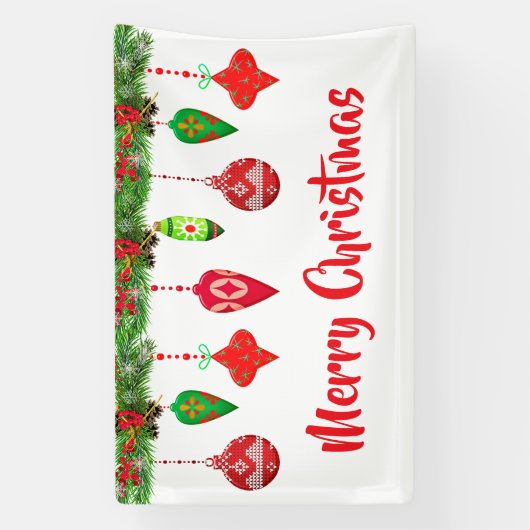 Vrolijk Kerst  Ornamenten Party Banner (Verticaal)