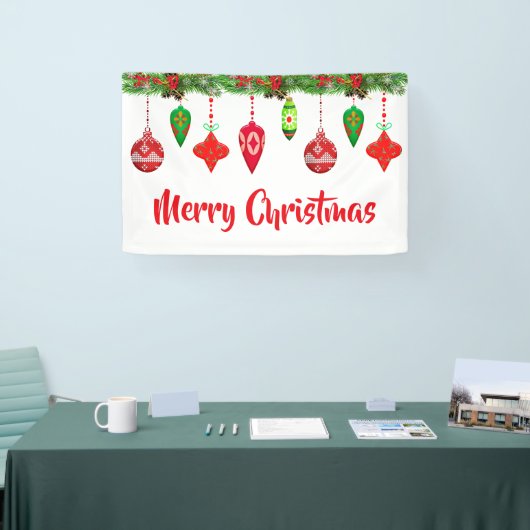 Vrolijk Kerst Ornamenten Party Banner (Beurs)