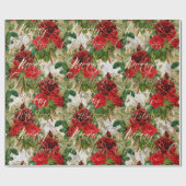 Vrolijk Kerst Oud Script Rozen Rood Goud Marmer Cadeaupapier (Vlak)