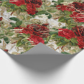 Vrolijk Kerst Oud Script Rozen Rood Goud Marmer Cadeaupapier (Hoek)
