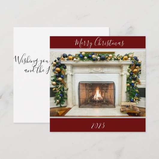 Vrolijk Kerst Ovaal Kantoor Open haard Witte Huis Feestdagenkaart (Voorkant / Achterkant)