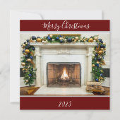 Vrolijk Kerst Ovaal Kantoor Open haard Witte Huis Feestdagenkaart (Voorkant)